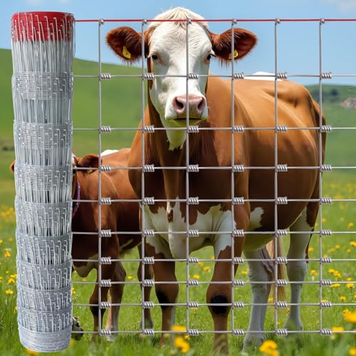 Farm Fence 4x164FT, Thickened 12 Gauge Galvanized Wire, Durable Woven