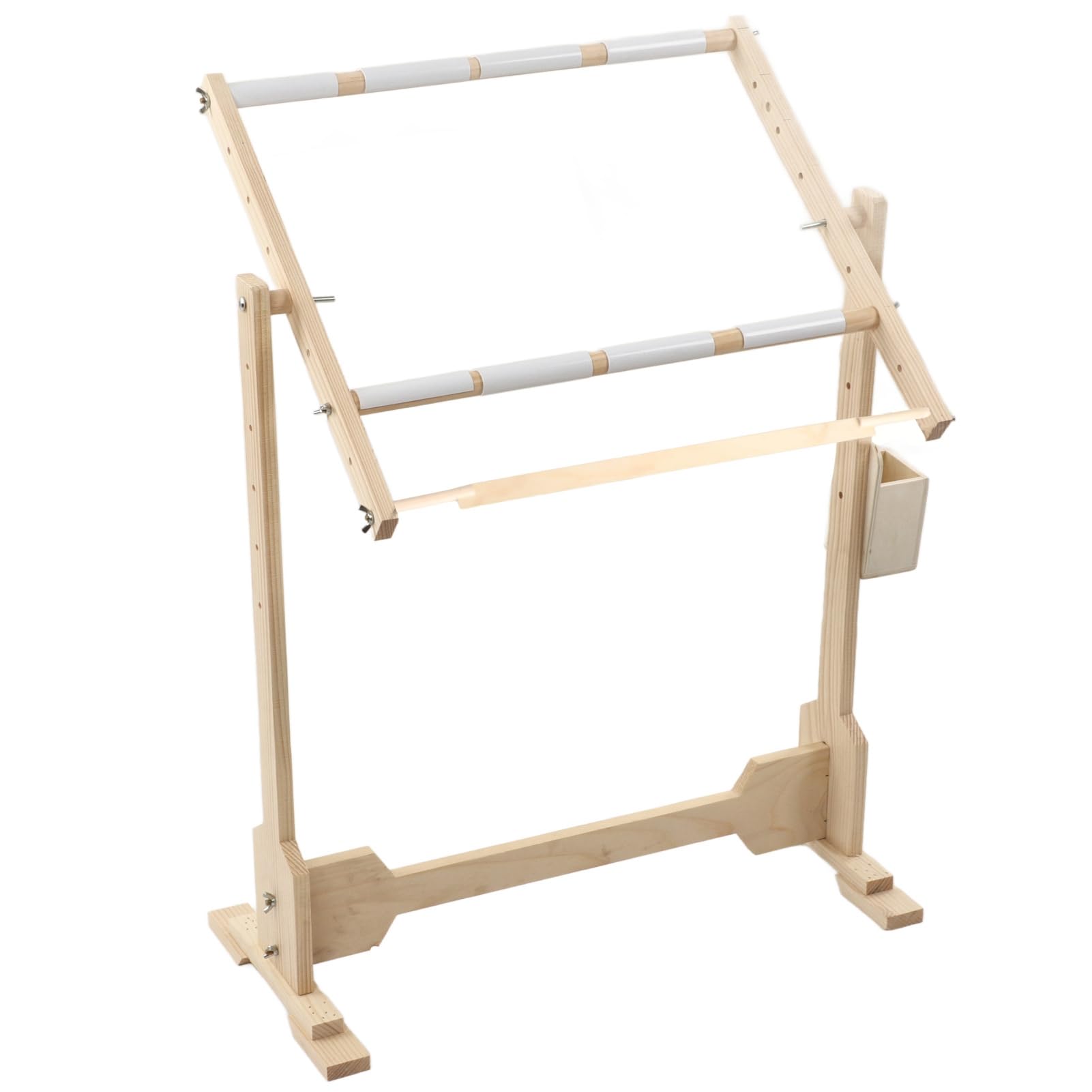 Cadre de Broderie sur Pied 100cm Réglable en Hauteur, Support de Sol pour Tapisserie et Point de Croix en Bois avec Rotation à 360°