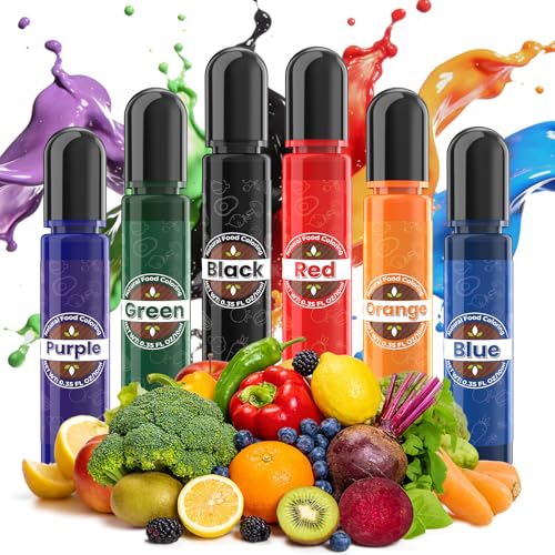 Natural Food Coloring - 6 x 10ml Dye Free Food Coloring Liquid, Plant Based Food Dye, FD&C &...