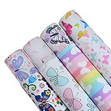 8 Patterns 8x12 Inch(21x30cm) Butterfly Printed Faux Leather Fabric Sheets Canvas Back for Bows Earrings Ornaments Making DIY Projects, Each Sheet per Pattern, in Total 8 Sheets