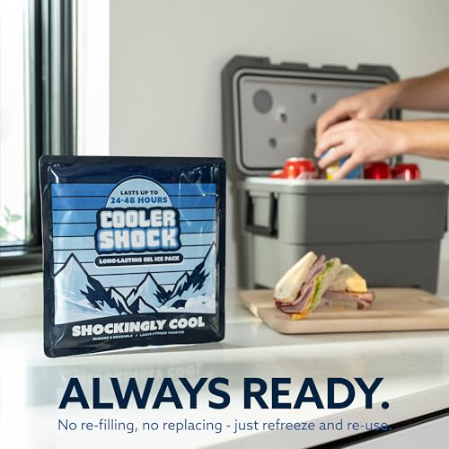 Image of Cooler Shock Reusable Ice Packs for Cooler - Long Lasting Cold Freezer Packs for Coolers and Lunch Boxes - Cooler Ice Packs for Camping Gear, Fishing, Road Trips, Beach Must Haves