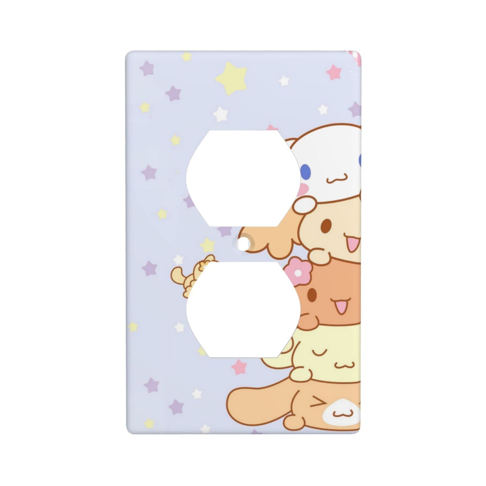 Cute Duplex Receptacle Light Switch Plate Outlet Cover Anime Wall Plate Decorative for Kids Teens Girls Room