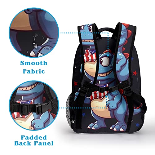 Dacawin Indepence Day Kids Backpack Blue Dinosaurs Backpacks For School Lightweight Durable Toddler Bookbag For Girls Boys #TOP1