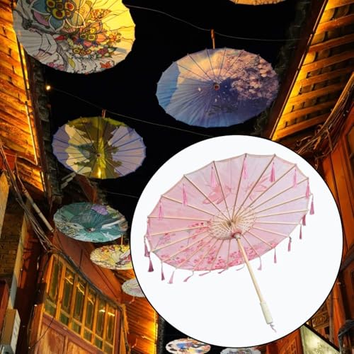 Sombrilla oriental de papel aceitado tradicional hecha a mano estilo asiático retro de 32" 6