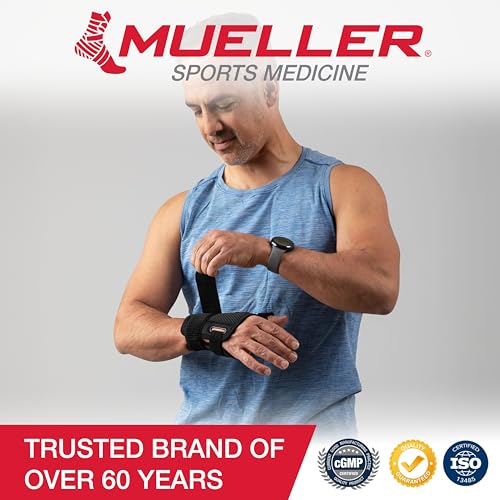 mueller sports medicine adjust-to-fit thumb stabilizer spica splint thumb pain relief brace for men and women ideal for de quervain39s tenosynovitis arthritis sprains fits right or left