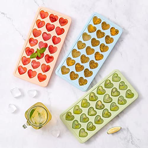Silicone Heart Ice Cube Tray With Lid,21 Holes Silicone Heart Mold,Small Heart Shaped Silicone Ice Cube Tray Heart Shape,Easy To Remove,Easy To Clean,Bpa Free #TOP4