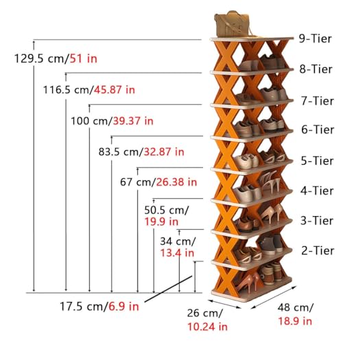 Étagère chaussures verticale 9 niveaux autoportante et compacte - 3