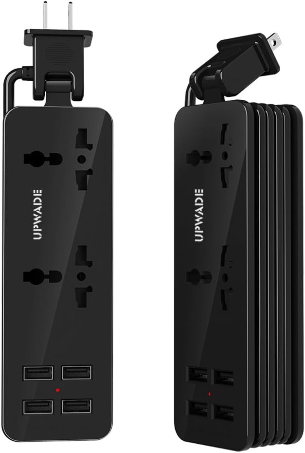 UPWADE Outlet Travel Power Strip Surge Protector with 4 Smart USB Charging Ports (Total 5V 4.2A Output) and 5ft Cord,Multi-Port USB Wall Charger Desktop Hub Portable Travel Charger Charging Station