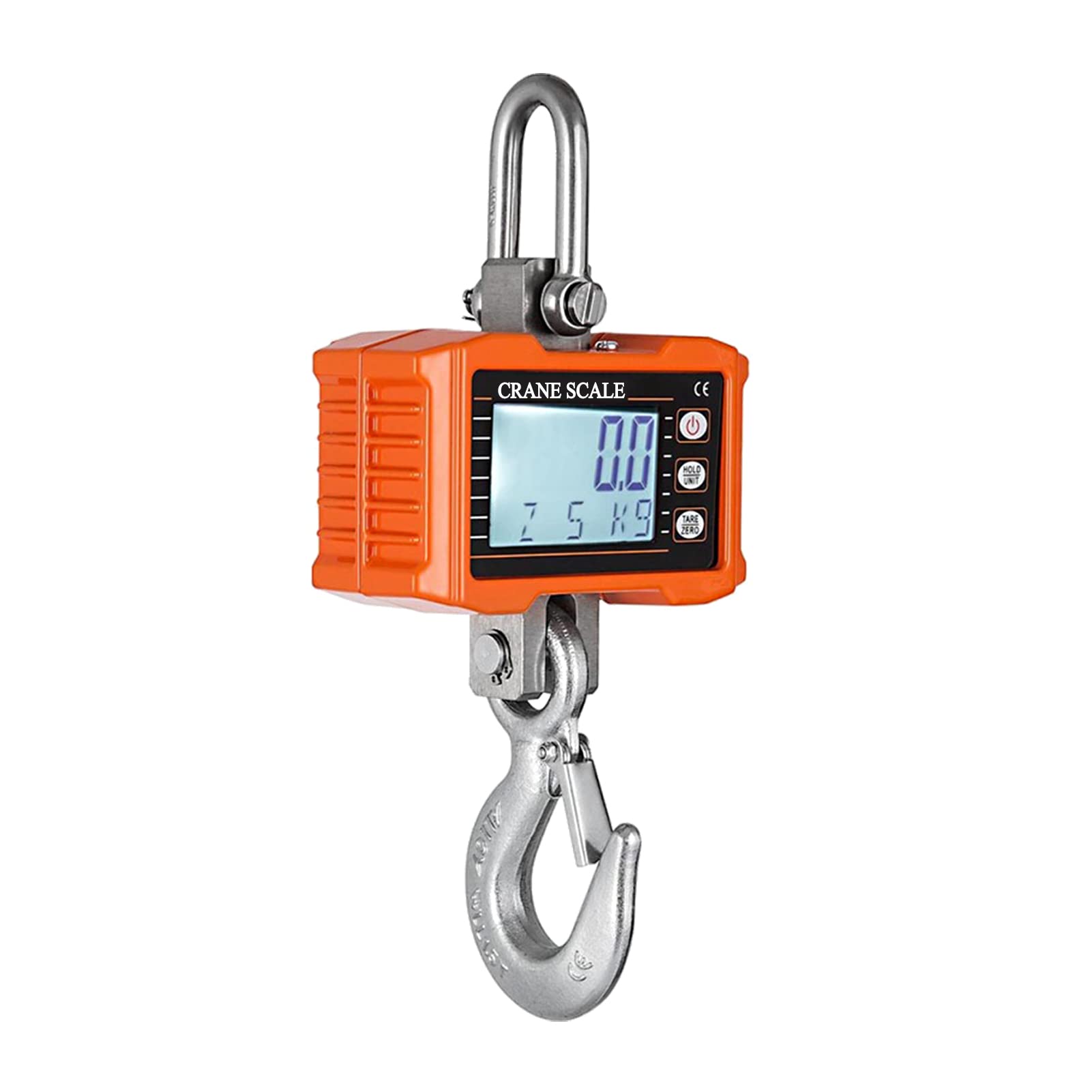 Irfora Digitale Hängewaage 1000 kg/ 2204 lbs Tragbare schwere Kranwaage LCD-Hintergrundbeleuchtung Industrielle Hakenwaage Einheitsänderung/Datenspeicherung/Tara/Null für Baustellen-Reisemarkt Angeln