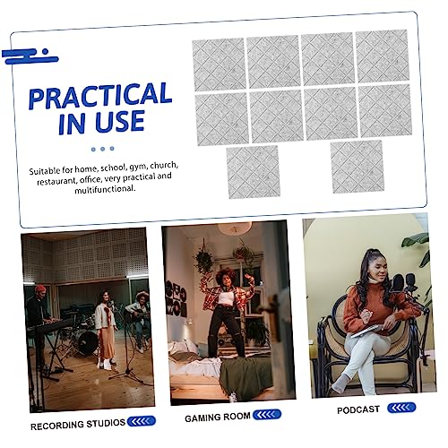 10pcs paneles acústicos autoadhesivos romboidales, insonorización y absorción de sonido, aislamiento de poliéster de alta densidad para estudio en casa y oficina miniatura 5