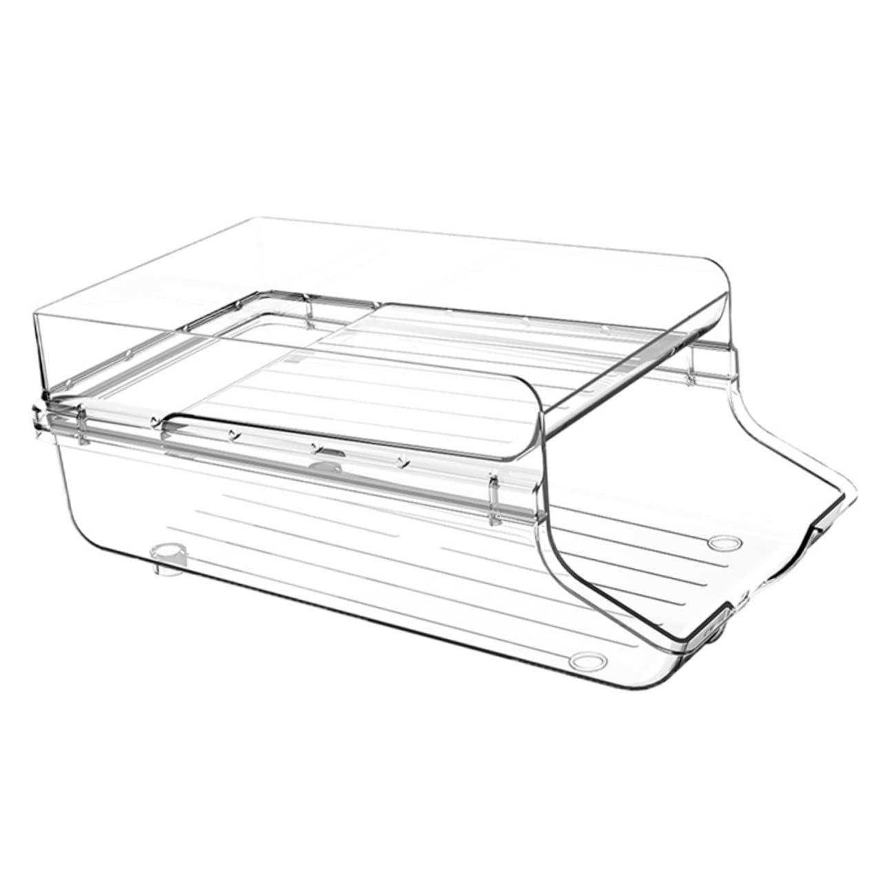 VALICLUD Dispensador de Latas para Refrigerador Doble Capa Transparente, Organizador de Bebidas Apilable de Plástico, para Cocina y Despensa, Almacenamiento de Refrescos y Cervezas, 1