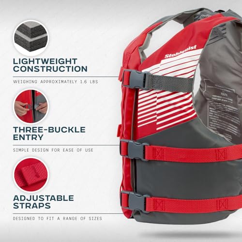 Image of Stohlquist Universal Fit Adult Life Jacket PFD (4 Pack) Coast Guard Approved, for Men and Women 90+ lbs, Lightweight Neoprene and Adjustable, Ideal for Boating, Kayaking & Water Sports