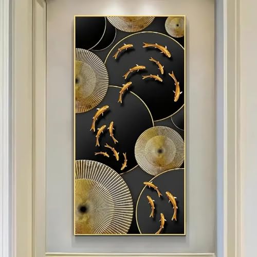 Peinture poisson nager deco murale pour transformer un salon vide