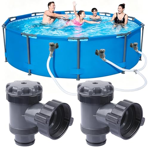 BIZOI 2 Pièces Robinet de Piscine 38 mm pour Piscines Hors Sol, Valve à Piston de Rechange pour Tuyau 1-1/2 Pouce, Raccord de Valve de Piston pour Coleman,...