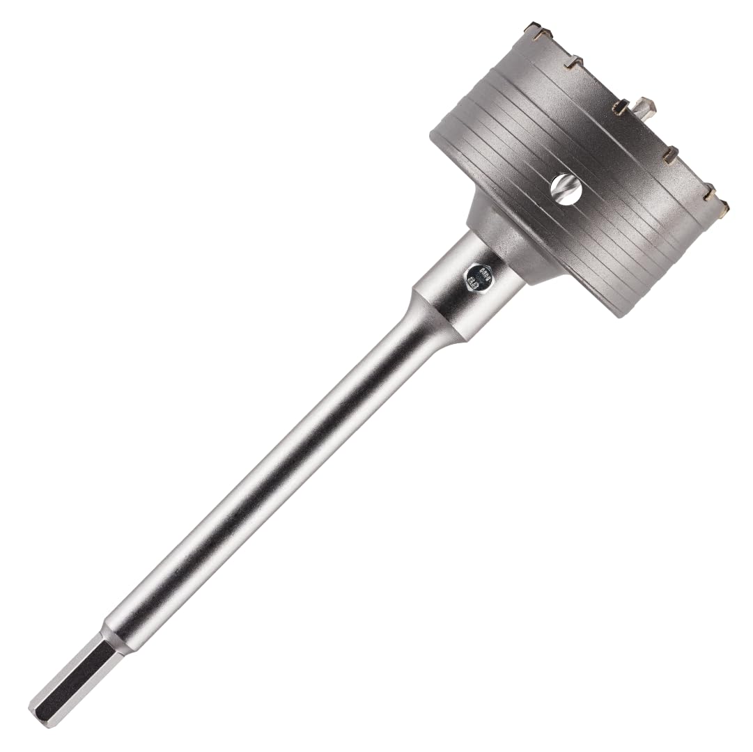 90mm TCT Core Drill Bit + HEX Shank Adapter + Tungsten Carbide Tipped Pilot Drill For Masonry, Brick, Aerated Block Etc. Concrete Hole Saw Wall Drill Bit Set With 240mm Long HEX Shank Extension Bar