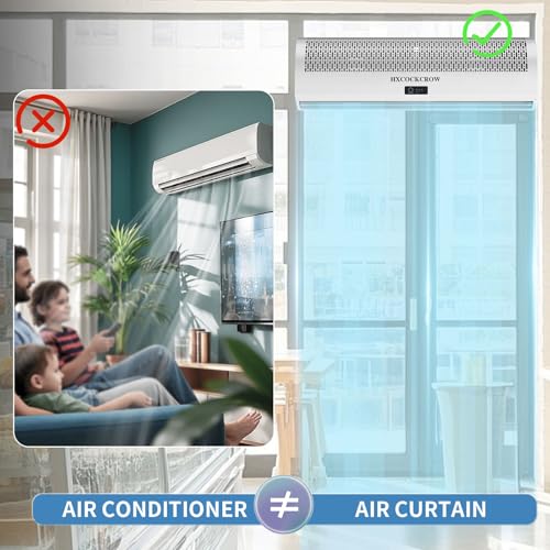 HXCOCKCROW 36 Inch Air Curtain for Doors Commercial, 1350CFM/2363FPM Wall Mounted Air Curtain Fan with Magnetic Door Switch, Powerful Indoor Over Door Fan for Restaurant Garage Household Shop by HXCOCKCROW - Image 2