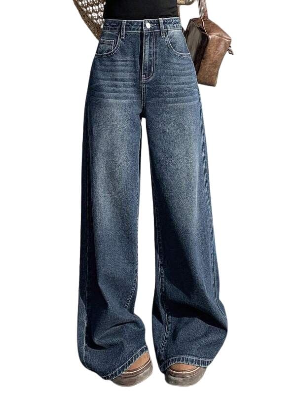glossia Fashion Wide Leg Loose Fit High Waist Jeans for Women (WJ-2405-BBL2-$)-picture-30