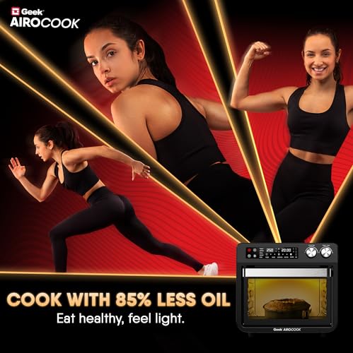 Image of Geek AiroCook Torix 25 Litre Smart Air Fryer Oven | Fry with 85% Less Oil | Stainless Steel OTG Airfryer for Kitchen | Grill, Bake, Toast, Airfry, Rotisserrie | 1-Year Warranty | 1800W
