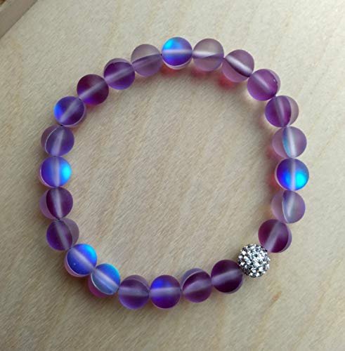 HOPE INSPIRED Mystic Mermaid Glass Bracelet with 8 mm Purple Glowing Moonstone Beads2