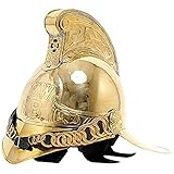 Old Modern Handicrafts Fireman Helmet - Victorian Era Brass Firefighter Officer Helmet - A Graceful Nautical Addition to Your Home Décor - 12.0L x 10.0W x 11.0H Inches