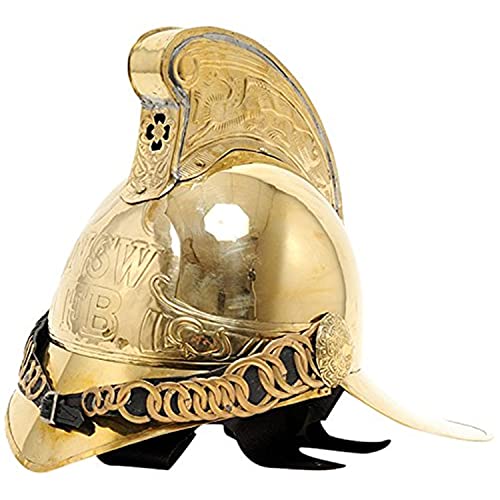 Old Modern Handicrafts Fireman Helmet - Victorian Era Brass Firefighter Officer Helmet - A Graceful Nautical Addition to Your Home Décor - 12.0L x 10.0W x 11.0H Inches
