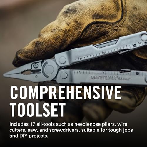 LEATHERMAN Szczypce wielofunkcyjne do zbrojeń kieszonkowych 17tools - Szczypce wielofunkcyjne (stal nierdzewna, 10,2 cm, 189,94 g, 7,36 cm)
