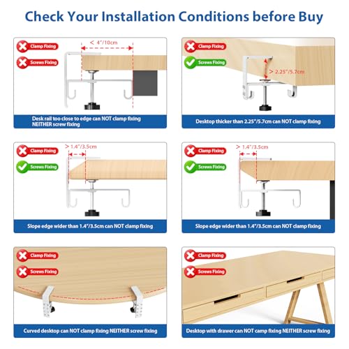 Zilink Under Desk Cable Management 30" No Drill Desk Cable Management Tray Clamp/Screw Mount Cable Tray Sturdy Waterproof Fabric Cord Organizer for Office, Home, White by Zilink - Used condition - Image 9