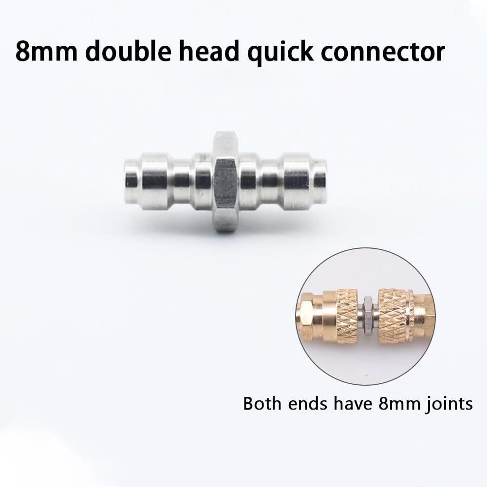 8mm quick disconnect plug adapter, 1/8 "BSPP internal thread, diving bottle accessory, universal 8mm double external thread. External thread stainless steel material