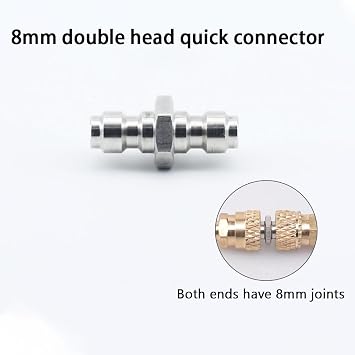 8mm quick disconnect plug adapter, 1/8 BSPP internal thread, diving bottle accessory, universal 8mm double external thread. External thread stainless steel material