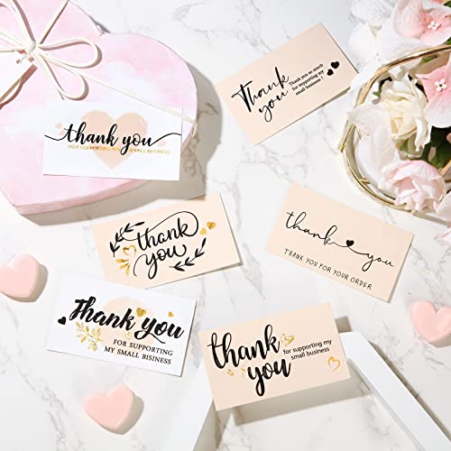 120 Pieces Thank You For Supporting My Small Business Cards Mini Thank You Cards Pink Thank You Business Cards With Gold Foil Hearts For Online Retailers Small Business Owners 2 X 3.5 Inch #TOP5