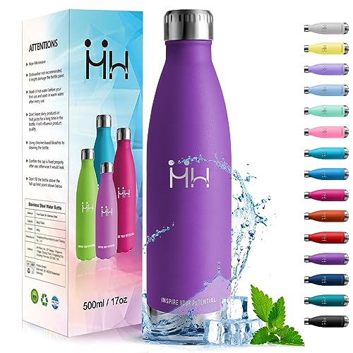 HoneyHolly Botella Termica - 500ML - Botella agua Acero Inoxidable, Termo con pared Doble Aislamient, de Fugas, Cantimplora Termica para Niños, Deportiva, Gym - Conserva 12 Horas Caliente, 24 frio