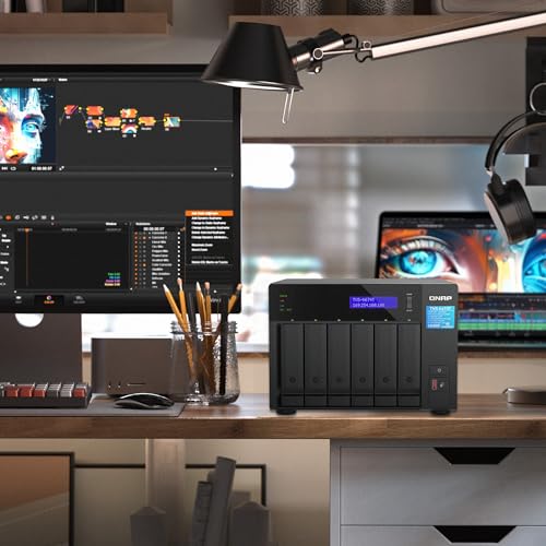 Image of QNAP TVS-h674T-i5-32G-US 6 Bay High-Speed Desktop NAS with Intel 12th Gen Core i5 6-core CPU, 32GB DDR4 Memory, Thunderbolt 4 and 2.5GbE connectivity (Diskless)