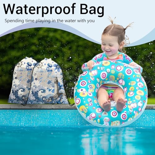 Image of Gymnastics Grip Bag Blue Coastal Lighthouse Waterproof Gymnastics String Bag for Gym