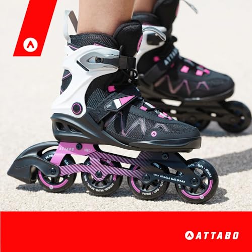 Miniatura 7 de Attabo Patines En Línea Bliss Para Mujer 39 Eu Comodidad Y Seguridad Bota Semirrígida Chasis De Aluminio Ruedas 80 Mm Pu Rodamientos Abec-7 Ajustable Color Rosa