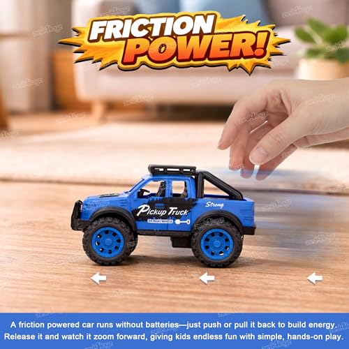 Image of Zest 4 Toyz Pickup Truck Toy for Kids Friction Powered Big Wheel Off Road Car Push and Go Vehicle Toy for Kids Assorted