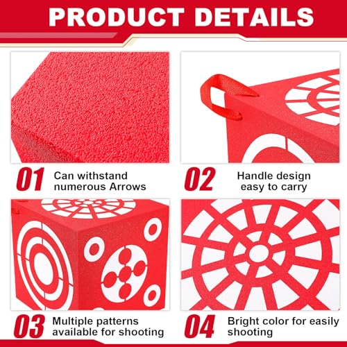 ShinyRelief Red 3D Foam Archery Target 6 Side Dice Cube Archery Target Accessories with Handle 13 x 13 x 13 Inch Lightweight Archery Block Target for Shooting Backyard Practice, Easy Arrow Removal - Thumbnail 6
