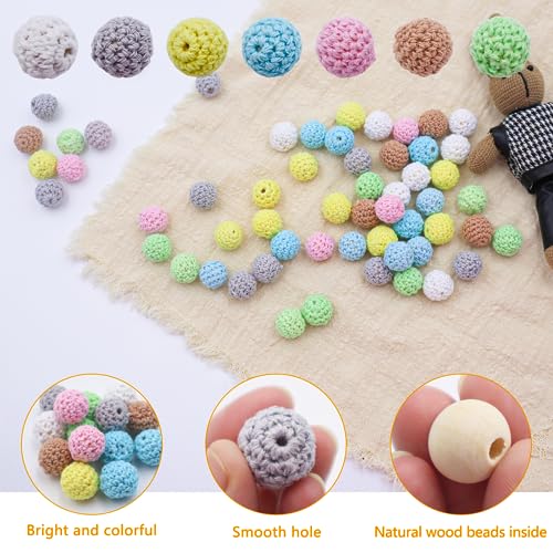 INNAL 35 Perline di Legno all'uncinetto Multicolor...