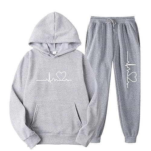 TANGNADE Womens 2 Piece Outfits Lounge Hoodie Oversized Sweatshirt with Pocket Jogger Sweatpants Tracksuit Sweatsuit Set