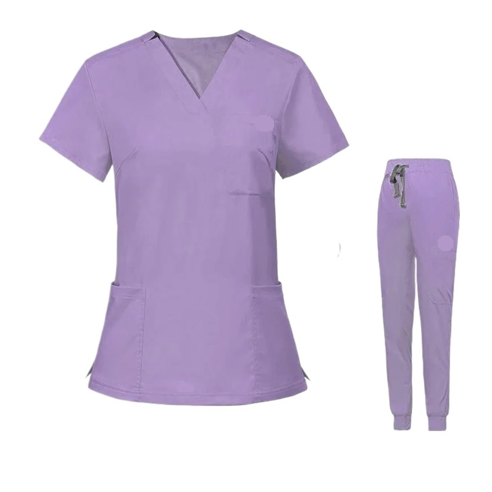 Divisa Sanitaria Donna Set Uniforme da Sala operatoria Ispessita, Pantaloni da Infermiera Elasticizzati, Maniche Corte, Set Completo Satinato