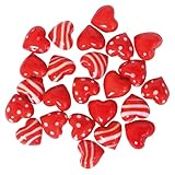 Ameisenkeks® 24 Glasherzen rot | Handgefertigte Dekoherzen aus Glas | Herzform mit Punkten & Streifen | ca. 2 cm | Basteln, Valentinstag, Streudeko, Hochzeit, Geschenkidee