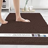 MAYSHINE Bath Mat Runners for Bathroom Rugs, Long Floor Mats, Extra Soft, Absorbent, Thickening Shaggy Microfiber, Machine-Washable, Perfect for Doormats,Tub, Shower (27.5X47 Inches Brown)