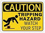 Caution Tripping Hazard Watch Your Step Funny Vintage Tin Sign 12x8 Inch Wall Art...