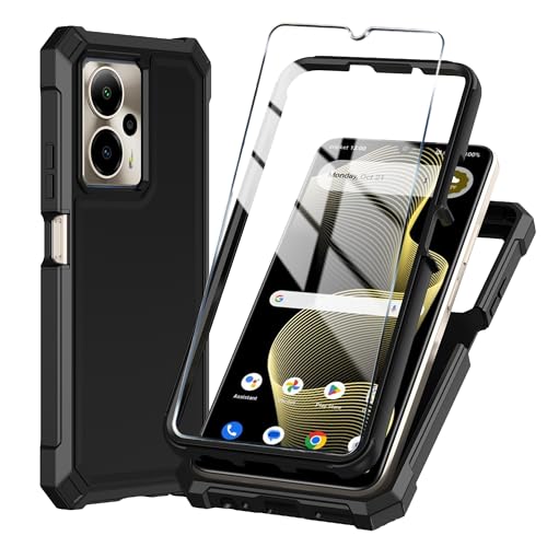 Mocotto Cricket Outlast 5G 2024 Phone Case - AT&T Motivate Pro 5G Case with Tempered Glass Screen Protector Slim Soft Silicone Full-Body Protective Cover (Black)