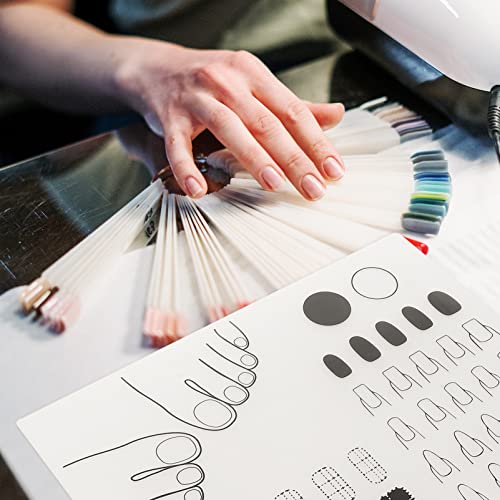 FRCOLOR Manicure Mat Silicone Nail Art Stamping Mat with Ruler and Color Testing Area Nail Polish Practice Pad Sticker Guide Protective Table Cover for Workspace