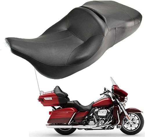 Asientos de motocicleta para Harley Touring Electra Glide 1997-2007, asiento de una pieza de cuero negro para Harley Touring Classic FLHT FLHTC
