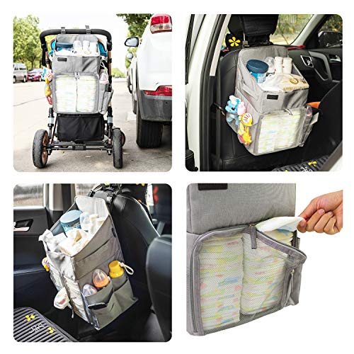 Hanging Diaper Caddy Organizer,Storage for Baby Nursery,Hang on Crib,Hanging Nursery Organizer, Crib Storage Organizer, Bag Holder (Gray)
