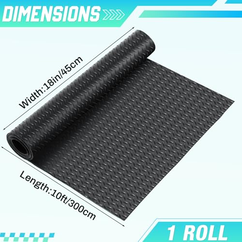 Image of Breling 18 in x 10 ft Rubber Diamond Plate Rolls Garage Floor Mat for Under Car, Heavy Duty Flooring Rug for Trailers Garage, PVC Water /Stain Outside Stall Resistant Parking Rv Tool (Black)