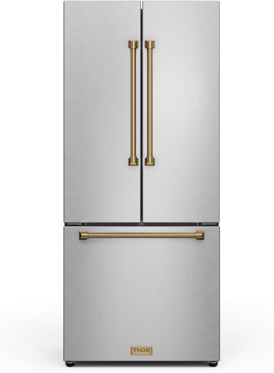 Thor Kitchen Gordon Ramsay 30 Inch 17.7 cu ft French Door Counter Depth Refrigerator with Ice Maker in Stainless Steel/Bronze product image