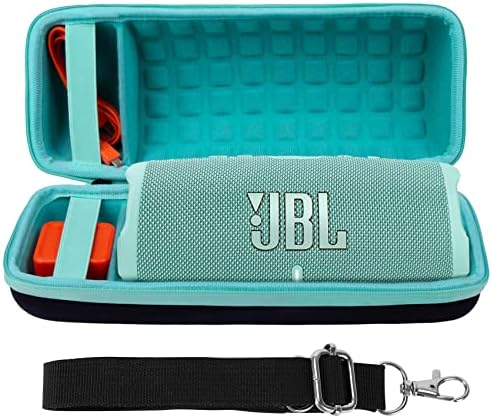 co2CREA Hard Travel Case for JBL Charge 5/4 Speaker, Black+Inside Teal