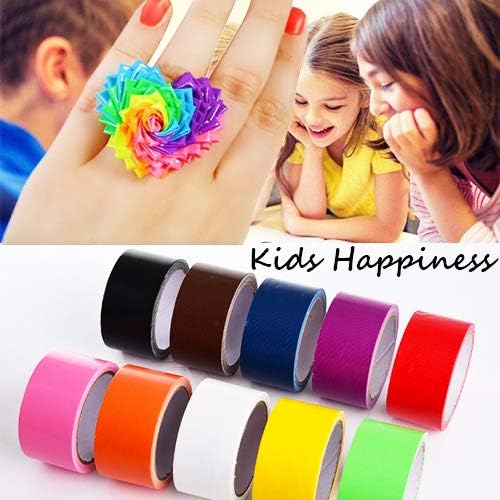 AUMUA Duct Tape 10 Rolls, Fabric Gaffer Tape 50mm x 9.1m Waterproof Strong Ducktape Coloured INCLUDE Green Yellow Blue Pink Purple Orange Red Black White Brown